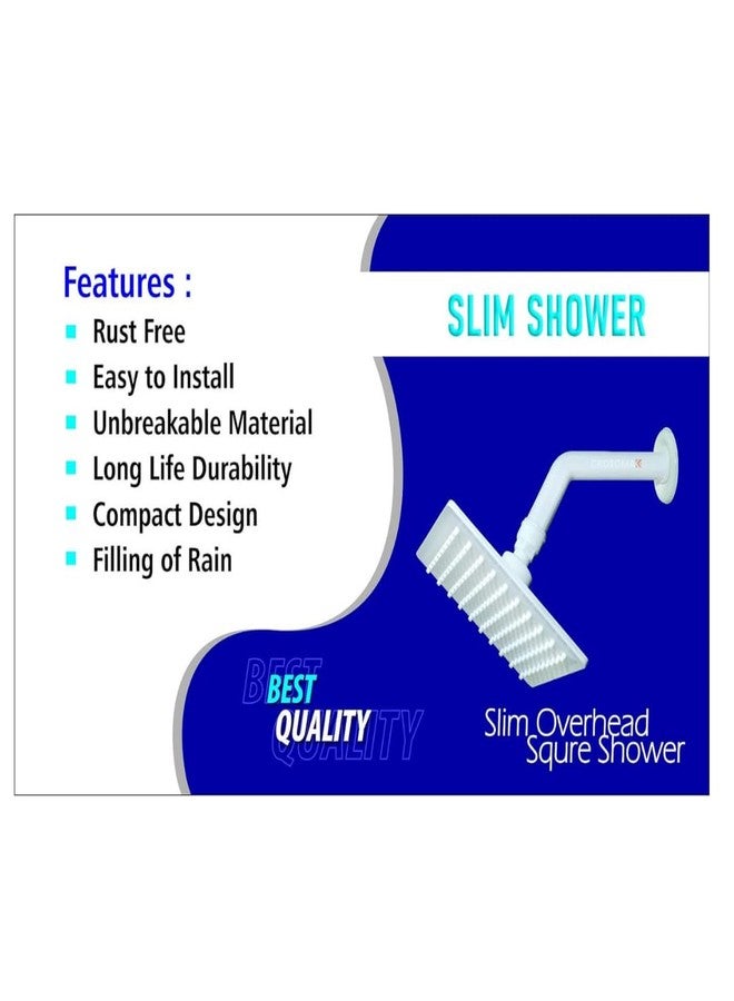 Cossimo دش COSSIMO أبيض من مادة PVC مقاس 6x6 بوصة مع ذراع دش من مادة PVC مقاس 9 بوصات (مجموعة من قطعة واحدة) - Image 4